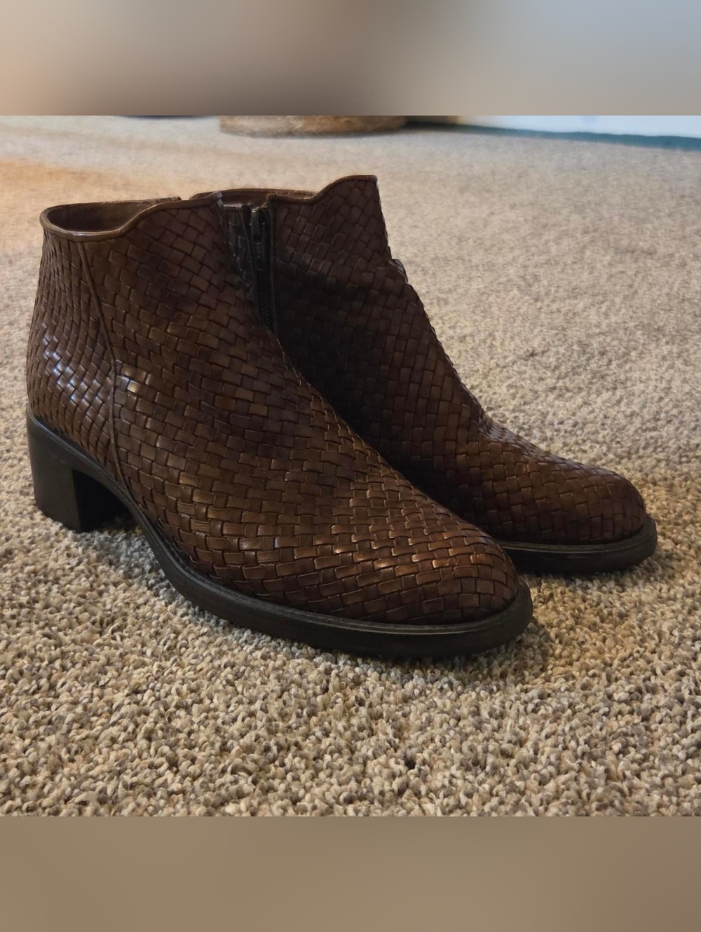 Bass Woven Leather Ankle Boots - Brown Sz 8M